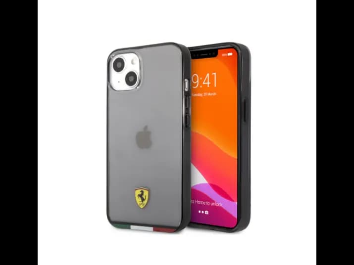 Ferrari Black Italia Transparent Outline Hard Case iPhone 13 Mini