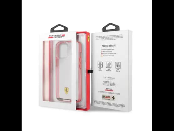 Ferrari Italia Stripe Transparent Hard Case with Print Logo for iPhone 13 Pro (5)