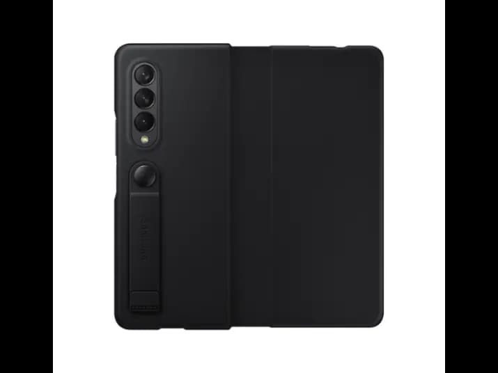 Galaxy Z Fold3 5G Leather Flip Stand Cover Black