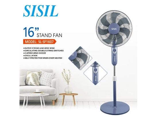 Sisil Pedestal Fan SL-SF1607, 3 Speeds, 65W with 1 year warranty (2)