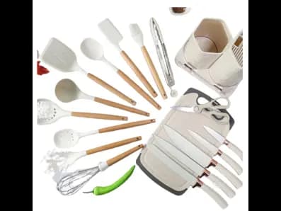 19 Pcs Knife Block Set - Stainless steel blade, High Temperature Resistance