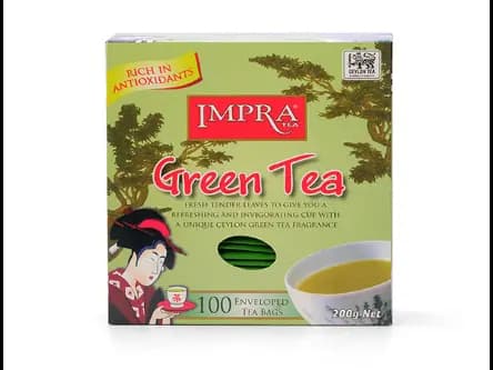 Impra Green Tea Enveloped 2g x 100 Tea Bags Impra Enveloped Green Tea Double Chamber 100 Tea Bags (2g X 100 = 200 g)