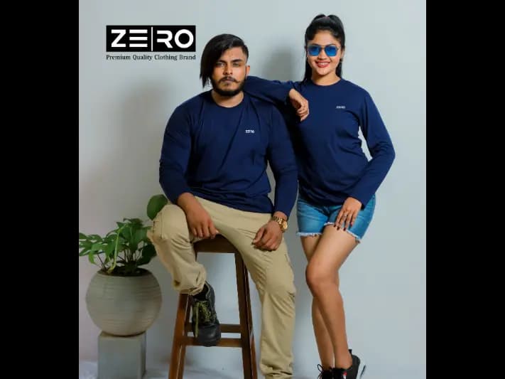 Couple Regular Fit Long Sleeve T-Shirt - Navy Blue