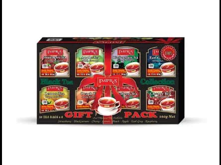 Impra Black Tea 8 Flavours Assortment 160 g Impra Black tea 8 Flavours Assortment Eight Flavored Enveloped double chamber 80 tea bag Collection (2g x 10 x 8 = 160 g)