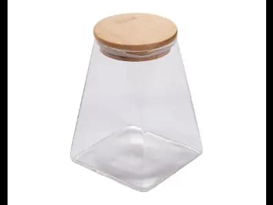 TRIANGULAR SHAPE LEAD FREE BOROSILICATE STORAGE JAR 910ML