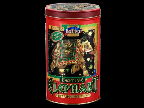 Battler-Tin Caddy-Ceylon Black tea FBOP-FESTIVE ELEPHANT