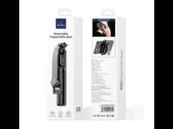 WIWU Detachable Tripod Selfie Stick WI-SE001 – Black - 360° rotation; With a remote control (7)