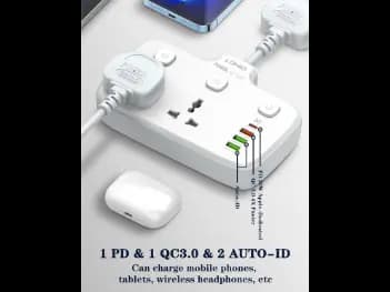 LDNIO SC2413 Universal Outlets Power Strip Outlet Wall Electric Plug PD 20W USB Power Cube Power Socket UK Pin – SC2413 - With 6 Months Warranty (4)