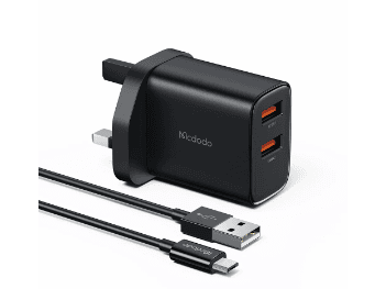 Mcdodo 12W Dual USB Port Charging Adapter + Micro USB Cable - With 6 Months Warranty