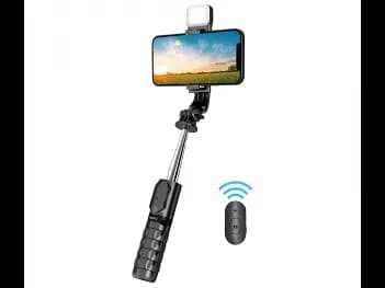WIWU Fill Light Tripod Selfie Stick Black - 360° rotation, with remote control, With 6 Months Warranty