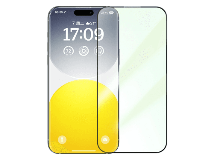 Baseus Corning Series Full-Coverage Eye-Protection Tempered Glass Screen Protector with Built-in Dust Filter for iP 15, Clear (Pack of 1, with dust-proof installation tool and cleaning kit) -P6001221A