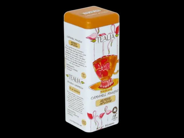 Tealia - Pyramid Tea Bags in Tins - CARAMEL ROOIBOS 15 X 2G