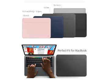 WIWU 12 Inch Skin Pro II Leather Sleeve Black for MacBook 12 inches (5)