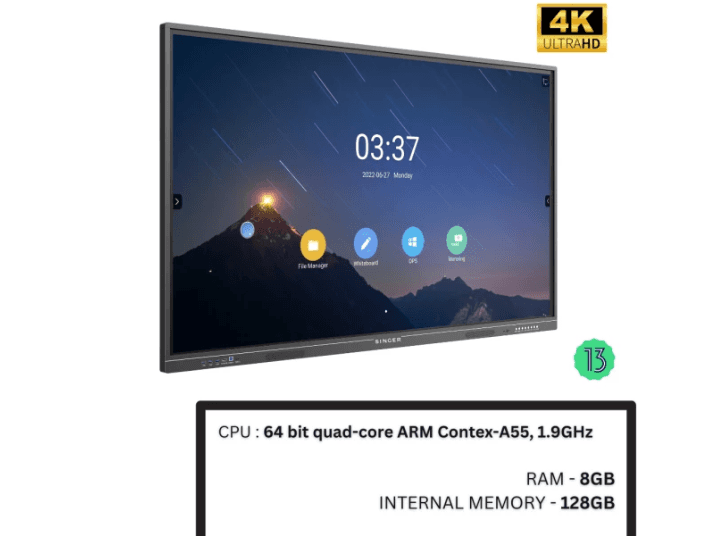Singer Interactive Smart Board 65" With Android 13 (8GB /128GB) - 2 YEARS WARRANTY (2)