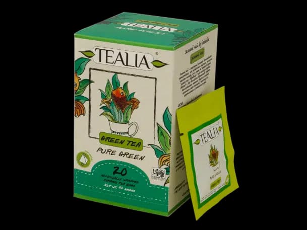 Tealia -PURE GREEN Pyramid Tea bags in envelop (2g x 20)