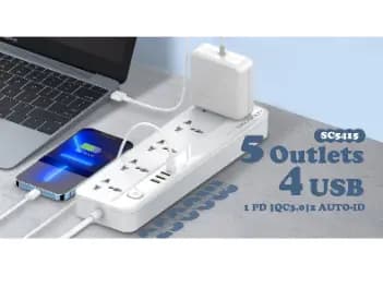 LDNIO SC5415 Defender Series 2500W 5 Ways Power Socket With USB Ports and Switch Button | 5 OUTLETS | 4 USB PD/QC 3.0 – UK Pin -With 6 Months Warranty (4)