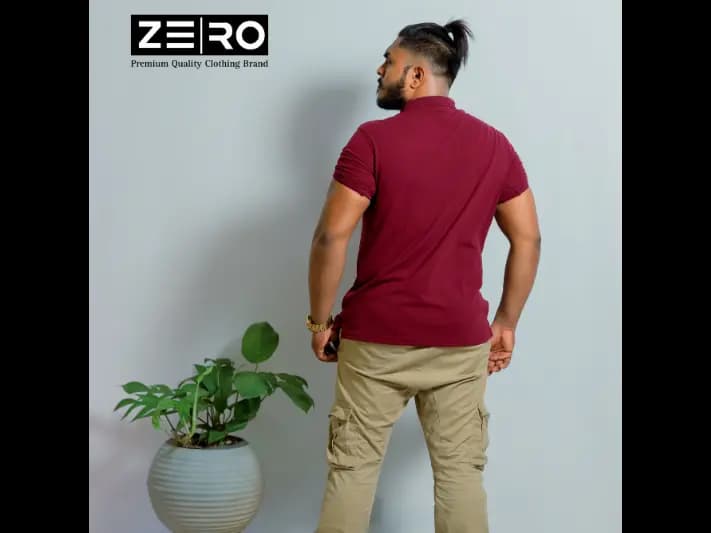 Men's Slim Fit Collar Polo T-Shirts - Maroon (4)