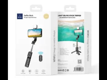 WIWU Fill Light Tripod Selfie Stick Black - 360° rotation, with remote control, With 6 Months Warranty (6)