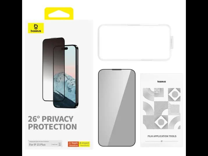 Baseus Crystal Series iPhone 15 Plus Full-Coverage Privacy Tempered Glass Screen Protector – Model: P6001205S201-01 (2)
