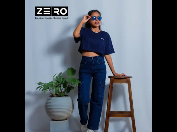 Oversized Crop Top - Navy Blue