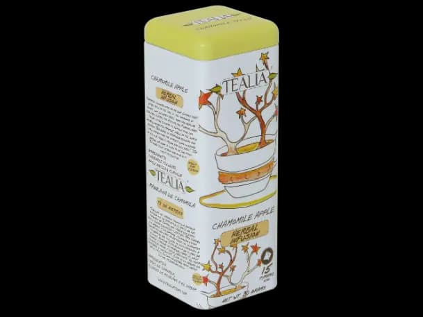 Tealia - Pyramid Tea Bags in Tins - CHAMOMILE APPLE15 X 2G