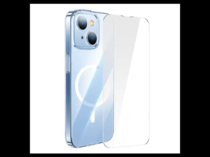 Baseus Crystal Series Magnetic Case For iP 14 Plus 6.7 2022 6.7-inch (Full Coverage Tempered Glass Film+Cleaning kit)Transparent - ARJC010002