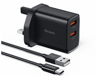 Mcdodo 12W Dual USB Port Charging Adapter + Type-C Cable - With 6 Months Warranty