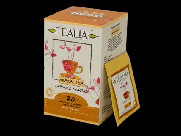 Tealia - CARAMEL ROOIBOS Pyramid Tea bags in envelop (2g x 20)