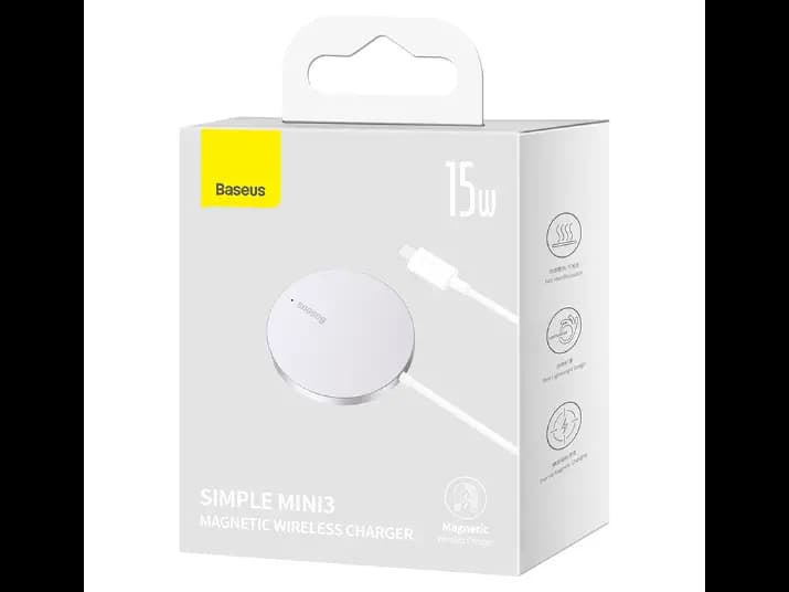 Baseus Simple Mini3 Magnetic Wireless Charger 15W Silver ( For iP 12/13/14/15 Series) - CCJJ040012 (4)