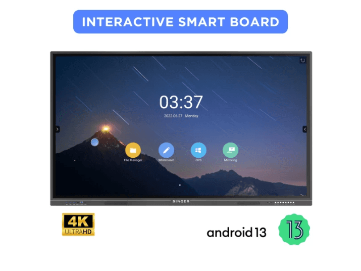 Singer Interactive Smart Board 85" With Android 13 (8GB /128GB) -SLE-85IFPDT with  2 YEARS WARRANTY