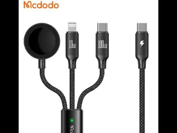 Mcdodo 3 in 1 1.2M 100W Cable Type-C to C+L+iWatch Wireless Charging – CA-4940 - With 6 Months Warranty