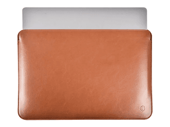 WIWU 16.2 Inch Skin Pro Platinum Leather Sleeve Brown - Water resistant Light weight