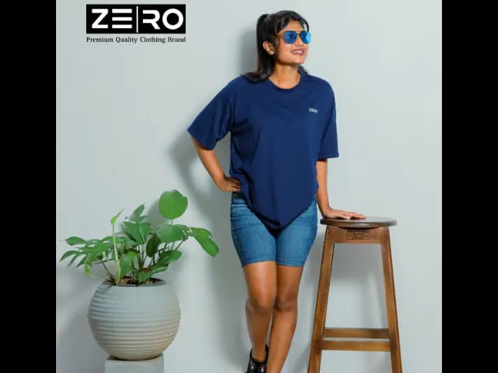 Ladies Oversized Baggy T-Shirts - Navy Blue