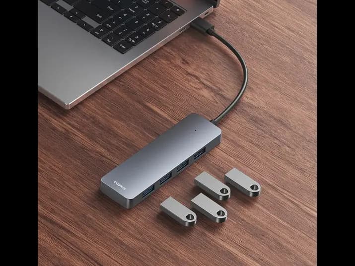 Baseus UltraJoy Series 4-Port HUB Lite 15cm Space Grey(USBA to USB3.0*4)- B0005280B811-00 (2)