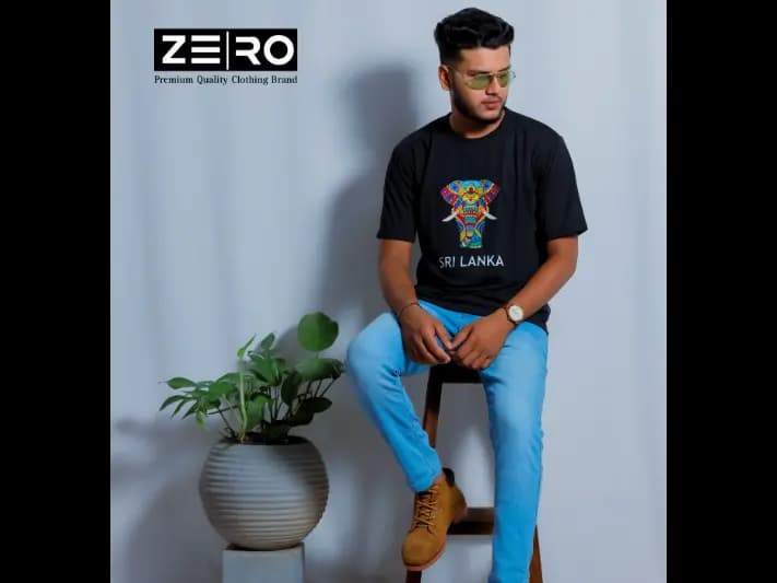 Regular Fit Elephant Printed T-Shirts - Black