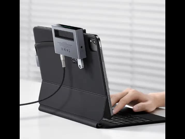 Baseus Magic Multifunctional Type-C HUB with a Retractable Clip Standard Edition Space Gray (Type C to USB3.0*1 / HDMI*1 / 3.5MM Sterio *1 / SD & TF*1 / PD*1) - compatibe with Tabs / Noteb- CAHUB-DA0G (3)