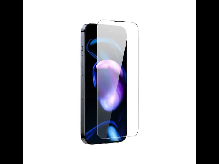 Baseus 0.3mm Crystal HD Tempered Glass Screen Protector with Dust Filter for iP 14 Pro Max (Pack of 1 with cleaning kit and dust-proof installation tool), Clear - SGJC090502