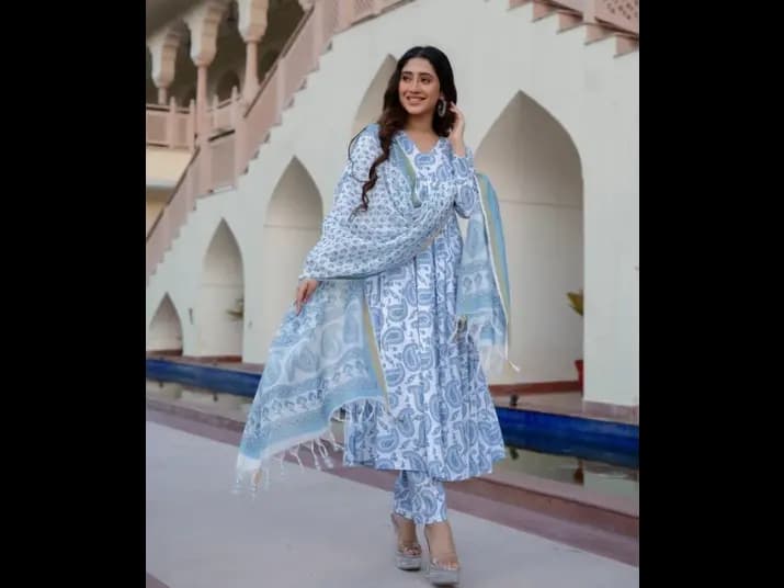 Ethnic Set Women Block Printed Kurta set with Dupatta (4)