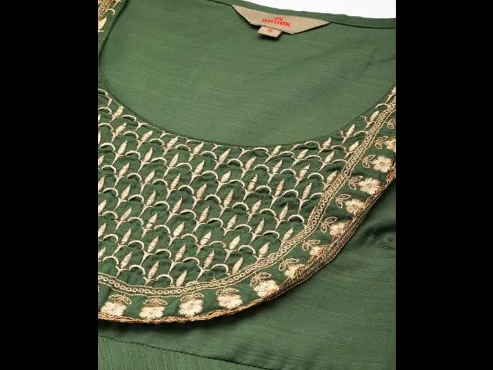 Ethnic Motifs Yoke Design Thread Work A-Line Kurta (3)
