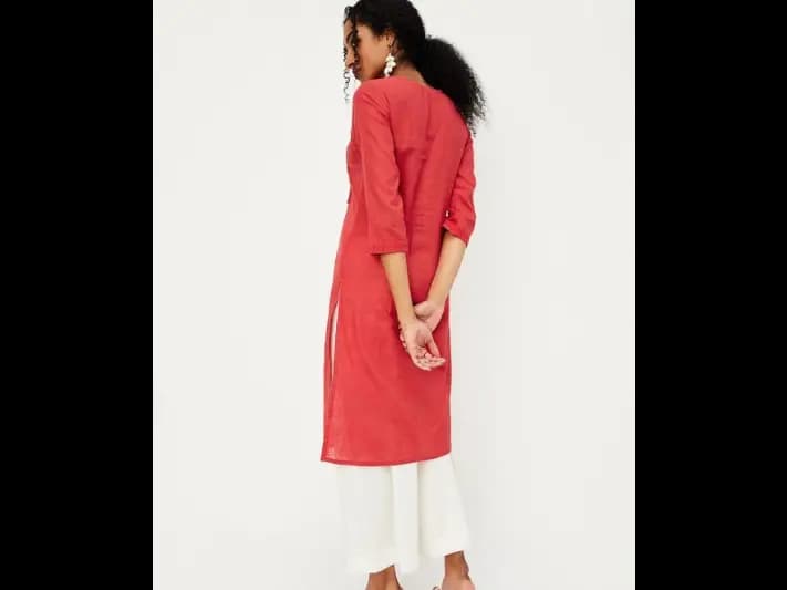 Floral Thread Work Kurta -COTTON SLUB (4)