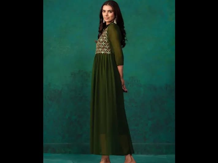 Ethnic Motifs Embroidered Shirt Collar Anarkali Kurta (3)