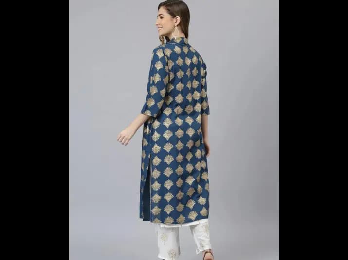 Ethnic Motifs Printed Kurta & Palazzos with Jacket -  Viscose Rayon (4)