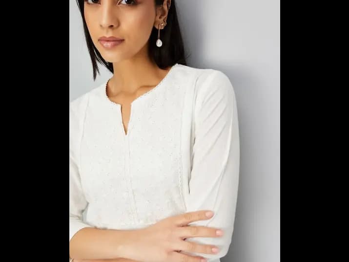 Ethnic Motifs Yoke Design Thread Work Cotton Kurta -  Cotton (3)