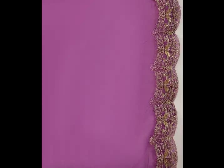 Notched Neck Ethnic Embroidered Sequinned Liva Kurta with Trouser & Dupatta (3)