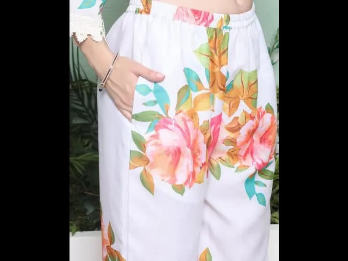 Floral Printed Regular Kurta with Trousers -  Cotton Blend (4)