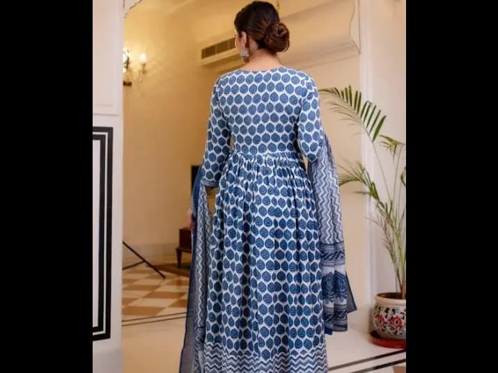 Ethnic Set Women anarkali Kurta and Pant Set with Dupatta (5)