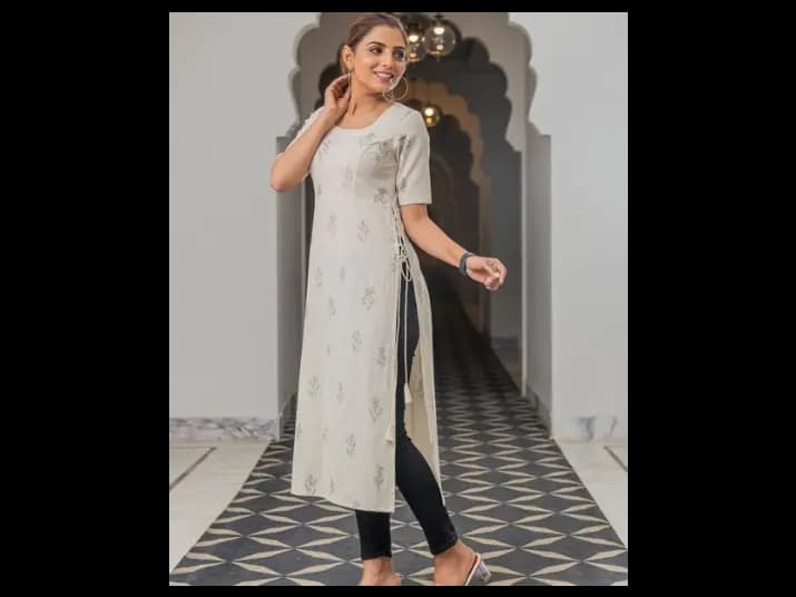 Floral Printed Pure Cotton Kurta - 100% Cotton
