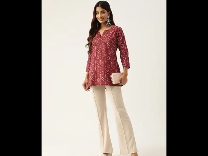 Floral Printed Pure Cotton Kurti -  Pure Cotton (3)