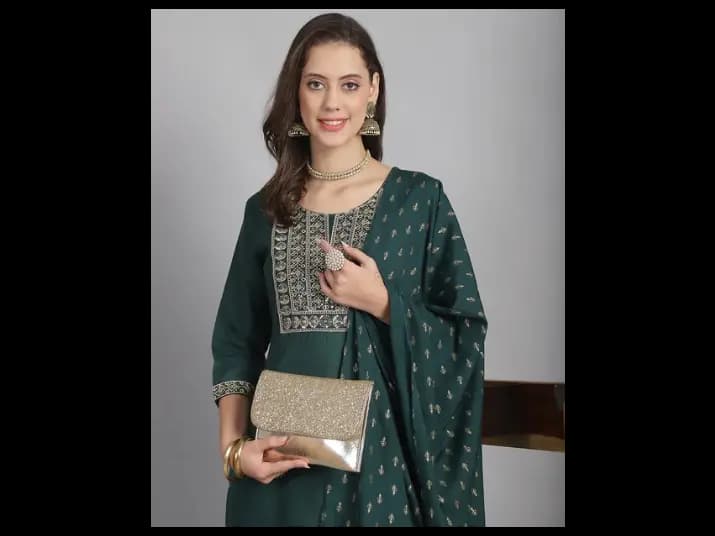 Ehnic Set Women Sequence work Straight Kurta and Pant set with Dupatta (4)
