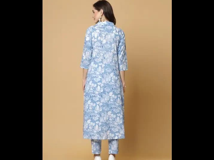 Floral Printed Regular Pure Cotton Kurta with Trousers (5)